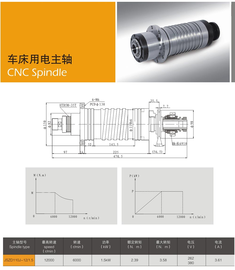 电主轴型号参数表