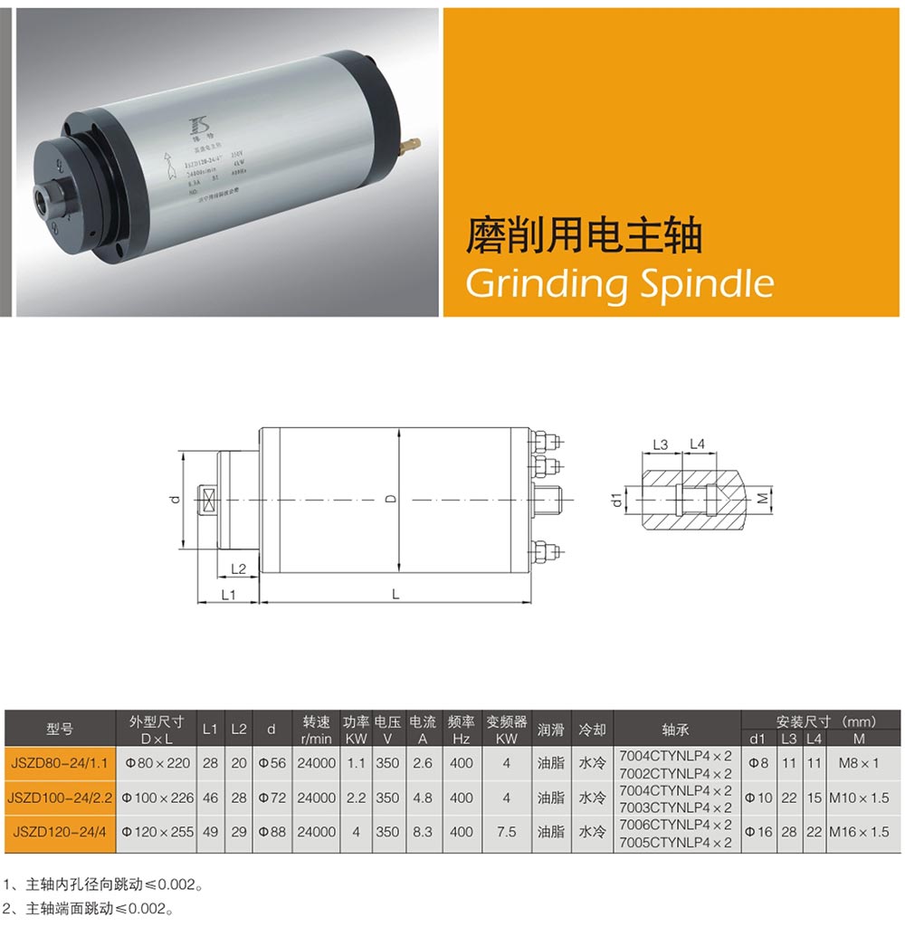 电主轴性能要求
